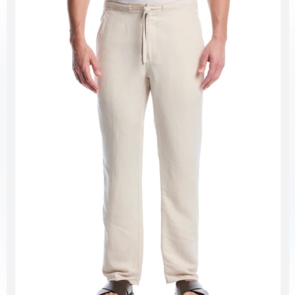 Cubavera Men’s Linen-Blend Drawstring Pants — Cream